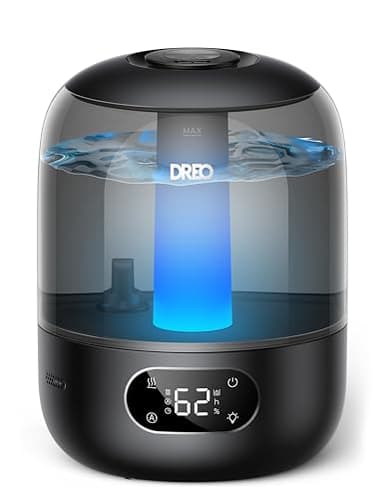 Dreo Humidifier for Bedroom with Sensor, 26dB Quiet Cool Mist Ultrasonic Humidifiers for Home, 360° Nozzle, 30H Runtime, Ambient Light Indicator, Essential Oil Diffuser, Room, Plants, Nursery, Black