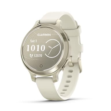 Garmin Lily 2 Active, 38mm GPS smartwatch, stylish smaller watch, fitness tracker with hidden display, sports apps,patterned lens, bright touchscreen display, up to 9 days battery life, Cream Gold