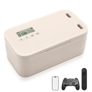 Neulriscn Safe Timed Lock Box, Phone Lock Box with Timer, Unplug from Phones, Video Games, Social Media, Snacks & Cravings, Self-Control Timer Locker Lockable Storage Boxes for Better Habits, Beige