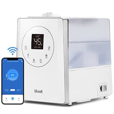 LEVOIT Smart Humidifiers for Bedroom Large Room Home , 6 L Top-Fill Warm & Cool Mist Humidifier for Plants | Baby, Intelliengent Humidity Monitor - Essential Oil & Timer, Up to 50H for 70 ㎡