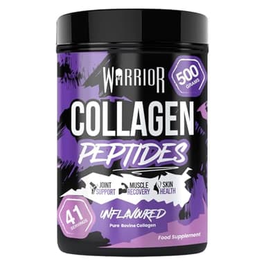 Collagen Powder 500g, Gold Standard Grass-Fed Bovine Hydrolysed Peptides by Warrior - High Levels of 8 Essential Amino Acids, Collagen Supplments, Halal & Kosher, Made in UK