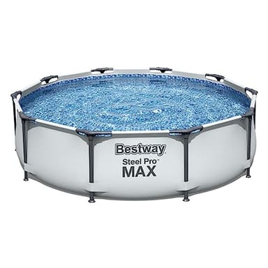 Bestway MAX Steel Pro Round Frame Swimming Pool with Filter Pump, Grey, 10 ft, Multicolour