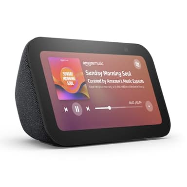 Echo Show 5 (Newest gen), Smart display and alarm clock with clearer sound, Charcoal, with Alexa+ Early Access