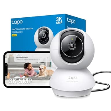 Tapo C230 3K 5MP Indoor Camera, Smart AI Detections - Person Pet Baby Cry, Pan/Tilt 360° View, Security Camera No Monthly Fee, Enhanced Night Vision, Two-way Audio, Works with Alexa & Google
