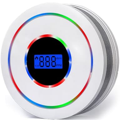 Smoke & Carbon Monoxide Alarm with Digital LCD Display, Combination Smoke Alarm and Carbon Monoxide Detector Replaceable Battery Smoke and CO Alarm for Your Home, Garage, Office