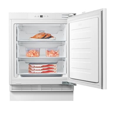 Teknix BITHUZ4 Integrated Undercounter Freezer - Built In with 101 Litre Capacity - Reversible Door - Digital Controls - White