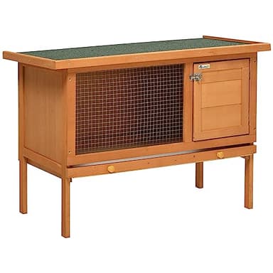 pawhut Wood Rabbit Hutch Bunny Cage Shelter Outdoor Garden Guinea Pig Sliding Tray Elevated House