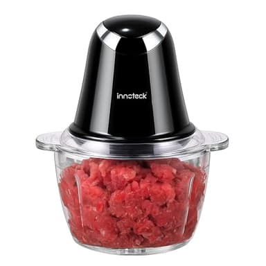 Innoteck Electric Mini Chopper with 1L Glass Bowl 500W Food Chopper with Stainless Steel Blades Two Speed Control Mini Food Processor for Fruits, Vegetables, Meat, Baby Food & Kitchen Use