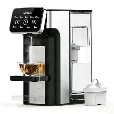 ZACHVO Instant Hot Water Dispenser KEI906 – 2600W One Cup Hot Water Dispenser, Energy-Efficient, Adjustable Temperature & Volume, Child Lock, 3L Tank, BRITA Filter Compatible (Filter Included)