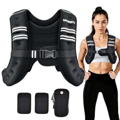PACEARTH Weighted Vest,4lb/6lb/10lb/12lb/16lb/20lb/25lb/30lb Weight Vest with Reflective Stripe, Body Weight Vests Adjustable for Men, Women Workout, Strength Training, Running, Walking, Jogging