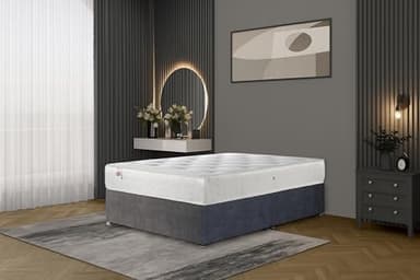 Bed Centre Ziggy Grey Plush Sprung Memory Foam Divan Bed with Mattress – Single (90×190 cm) | No Headboard, No Drawers | UK Made