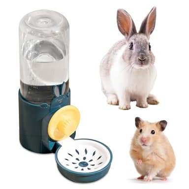 Rabbit Water Bottle, 500ml Guinea Pig Water Bottle Non-Drip Automatic Hamster Water Bottles Rabbit Water Dispenser for Bunny Chinchilla Hedgehog (Dark Blue)