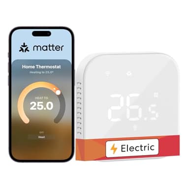 Meross Smart Thermostat for Electric Underfloor Heating, WiFi Thermostat Works with Matter, HomeKit, Alexa, Google and Home Assistant, Smart Heating with Timer, App Control, Energy Saving, Hubless