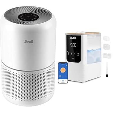 LEVOIT Smart Humidifier & Air Purifier Combo, Warm & Cool Mist Top Fill Humidifier with Auto Humidity, Essential Oil Diffuser, Voice Control & 24dB Quiet, Plus Core 300 HEPA Air Purifier 80m²