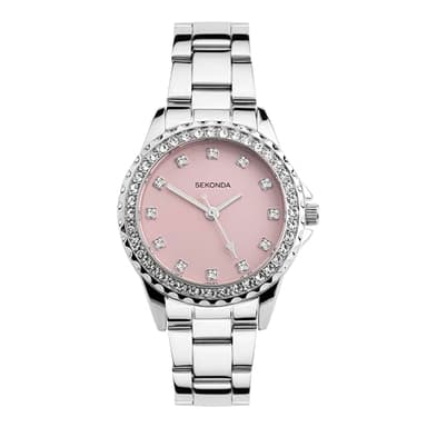 Sekonda Dress Elizabeth Ladies 36mm Quartz Watch in Pink with Analogue Display and Silver Alloy Strap 40644