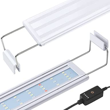 FEDOUR Full Spectrum LED Aquarium Light – 30cm 40cm 60cm Classic LED Fish Tank Light with RGB LEDs, with Timer and Stable Extendable Brackets (10W(30-50cm))