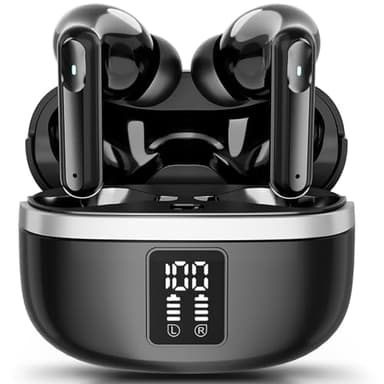 JBMI Wireless Earbuds Bluetooth Earphones, 60H Deep Bass Ear Buds with 4 Noise Cancelling Microphone, IPX5 Waterproof in Ear Headphones for iPhone Android Sports Gaming Usb C (Mulit Black)