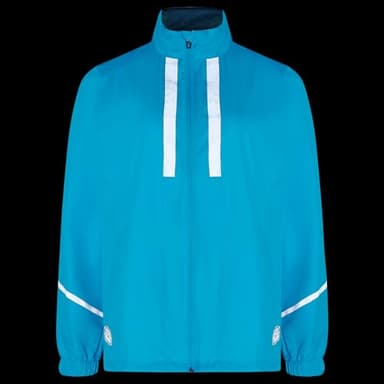 Time To Run Women's Pace Running Jacket - Lightweight Windproof Reflective Trim & Two Pockets Size 12 Atoll Blue