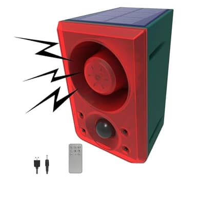 Solar Motion Sensor Outdoor Alarm - Motion Detector with Barking Dog Alarm, 3 Working Modes, Support ± Volume Recording for Home Security