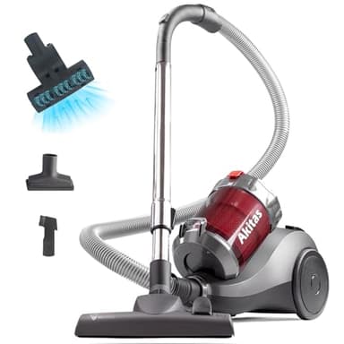 Akitas 800W Bagless Cylinder Vacuum Cleaner 2.5L with 2in1 German Wessel Werk Nozzle Head and Turbo Tool for Pet Hair, Anti Hair Wrap Technology, for Hard Floor & Carpet