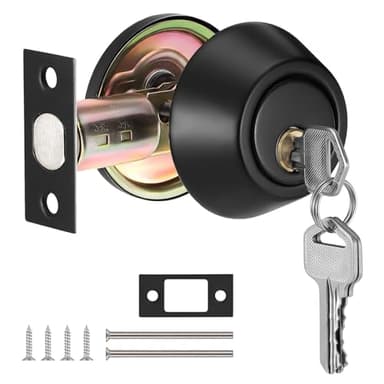 Coolty Deadbolt Lock Set, Single Cylinder Deadbolt Lock with Key Security for Entrance Door (Black)