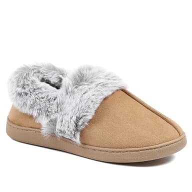 Pavers Wide Fit Soft Full Slippers - Chestnut Size 6