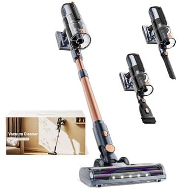 Cordless Vacuum Cleaner, 550W/45KPA/60min Self-Standing Powerful Vacuum with LED Stylish Display,V-shaped Anti-Tangle Vacuum Cleaner with Rechargeable Battery for Hard Floors, Carpets, Cars & Pet Hair