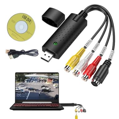 USB Video Capture, VHS to Digital Converter Card Audio Grabber, RCA to USB Mini DV VCR Hi8 DVD to Digital, Compatible with PC, MAC, and Windows Vista, Capture Video & Audio, Easy Plug-and-Play