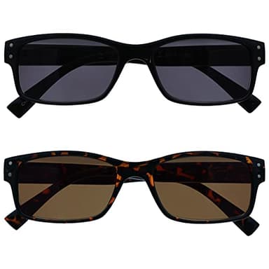 OPULIZE 2 Pack Mens Large Black Brown Tortoiseshell Reading Sunglasses UV400 Spring Hinges SS11-12 +1.50
