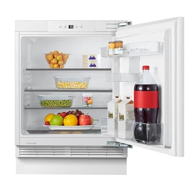 Teknix BITHUL4 Integrated Undercounter Larder Fridge - Built In with 138 Litre Capacity - Reversible Door - Digital Controls - White