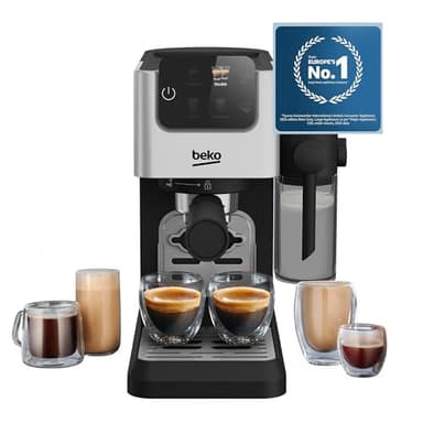 Beko CaffeExpertoTM CEP5304X Semi Automatic Espresso machine | Colour Touch Display | Integrated Milk Jug | Dual Nozzle | 15 Bar pressure | Silver | Easy cleaning
