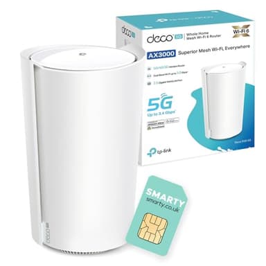 TP-Link Deco X50-5G 5G Router With Free SIM Card, Whole Home Wi-Fi 6, AX3000 5G/4G+Cat 6 Mesh WiFi Router, 2.5G Port For Ultra-Fast Speed, SIM slot, Seamless Coverage, Works with Alexa, HomeShield