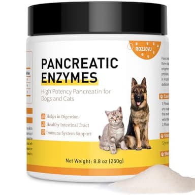 ROZJOVU Pancretase Digestive Enzymes,10x Pancreatin, Pancreatin for Dogs and Cats, Pancreatic Enzyme,Great for Pets with EPI,Pancreatic enzymes for Dogs