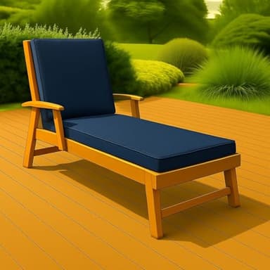 Sun Lounger Cushion Waterproof Recliner Removable Zipper Cover Outdoor Garden Furniture Deck Bed (DARK NVY)