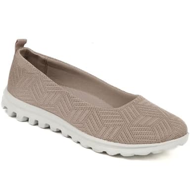 Pavers Women's Pumps in Taupe with Cushioned Memory Foam Insole - Casual Slip On Shoes - Comfortable Stylish Ladies Footwear - Size UK 4 / EU 37