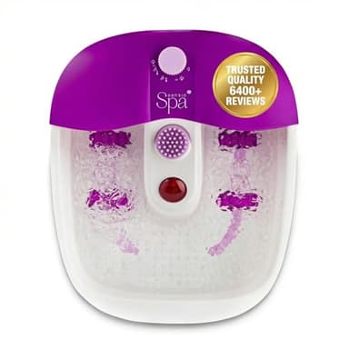 Sensio Spa Heated Foot Spa Massager with Bubbles, Red Light & Massage Rollers – Foot Spa Bath with Heat & 9 Piece Pedicure Set for Professional Spa Foot Care at Home