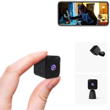 AOBOCAM Mini WiFi Camera 4K HD Security Camera - Wireless Indoor Camera with Night Vision 6H Battery Life/Motion Detection/Real-Time Video/Cloud&SD Storage for Home/Office/Store (Black 1)