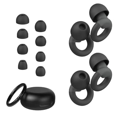 JUSTRVN Ear Plugs for Sleeping, 2 Pairs of Reusable Earplugs for Noise Reduction 25dB-30dB with 8 Ear Tips, Soft Hearing Protection EarPlugs for Concert,Noise Sensitivity, Study & Work