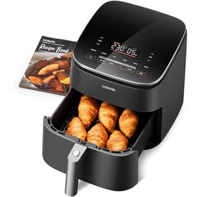 COSORI Air Fryer TurboBlaze, 6L Compact Design, 9 Functions with 5 Auto Fan Speeds Airflow System, Fast and Energy Saving, 30℃ to 230℃, Quiet, 110+ Recipes, Oil Free, Non-stick, Dishwasher Safe