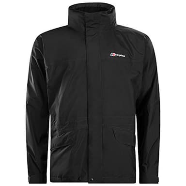 Berghaus Men's Cornice Interactive Gore-Tex Waterproof Shell Jacket | Durable Rain Coat | Breathable Waterproof Jacket, Black/Black, M
