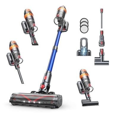 SMOTURE Cordless Vacuum Cleaner 650W 50KPA, Stick Vacuum 65 Mins Runtime with Mattress Cleaning Tool, Wall Mount Charging, Anti-Tangle Vacuum for Carpet Pet Hair Floor Car