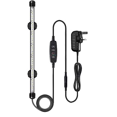 VARMHUS LED Aquarium Light, Color Changing Submersible Fish Tank Light with Timer for Sunrise and Sunset (37cm, Blue+White)