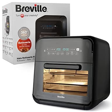 Breville Halo Rotisserie Air Fryer | Digital Extra Large Air Fryer Oven | 10 L | FryBake & Dehydrate | 2000 W | Energy Efficient | Black and Grey [VDF127]
