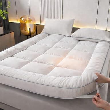 Mattress Topper Single Bed - Extra Thick 4 Inches / 10cm Bounce Back with Elasticated Corner Straps Ultra Soft and Breathable, Hypoallergenic Comfy Bed Mattress Toppers (Single)