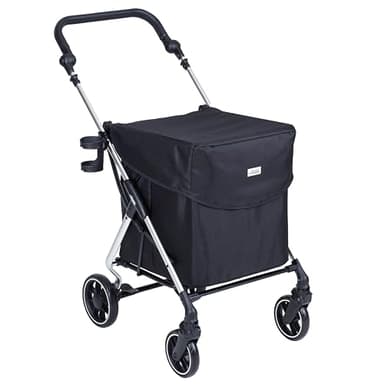 Shopping Trolley on Wheels | Alexander Graham 4 Wheel Model | New Easy Fold Frame | Large Shopping Cart with Front Swivel Wheels Makes it Light and Easy to Use Great for Mobility (Oxford Black)