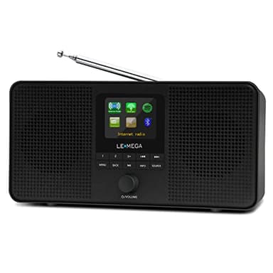 LEMEGA IR4S Stereo WIFI Internet Radio,Portable DAB/DAB+/FM Digital Radio,Spotify Connect,Bluetooth Speaker,Dual Alarms Clock,60 Presets,Headphone-Output,Batteries or Mains Powered -Black