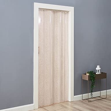 Plastic Foldable Sliding Door, Internal Folding Door Panel with Handle, Space Saving Room Divider (Ivory, Thickness 12mm)