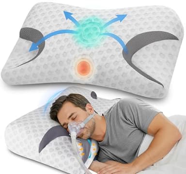Hydomi Memory Foam Pillow for Side Sleeper - Sleep Apnea Pillow for Sleeping - CPAP Nasal Pillows Suit for All CPAP Masks User - Orthopedic Neck Support Pillow Relief Neck Pain for Side Back Sleepers