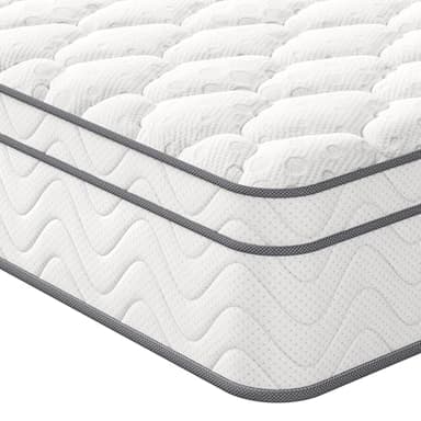 Vesgantti Double Mattress, 10.3 Inch Hybrid Mattress 4FT6 with Breathable Foam and Individually Pocket Spring - Medium Firm, Classic Box Top Collection(135x190x26cm)