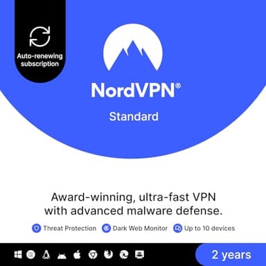 NordVPN Standard, 10 Devices, 2-Year, VPN & Cybersecurity, Amazon Subscription